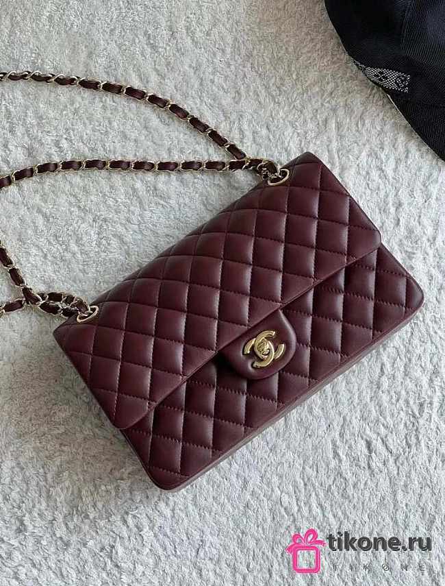 Chanel Classic 11.12 Handbag Lambskin Burgundy - 25.5x15.5x6.5cm - 1