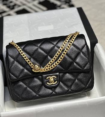 Chanel Caviar 24P Heart Adjustable Strap Black - 24x19x9cm