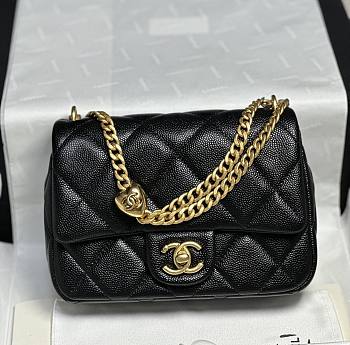 Chanel Caviar 24P Heart Adjustable Strap Black - 20x14x8cm