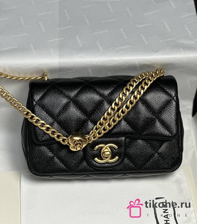 Chanel Caviar 24P Heart Adjustable Strap Black - 19x12x8cm - 1