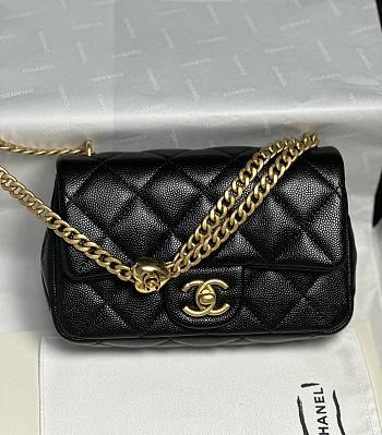 Chanel Caviar 24P Heart Adjustable Strap Black - 19x12x8cm