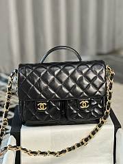 Chanel 24A Double Pocket Messenger Bag Black - 24x15x6.5cm - 1