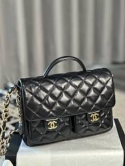 Chanel 24A Double Pocket Messenger Bag Black - 24x15x6.5cm - 2