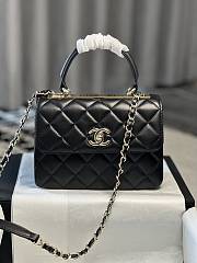 Chanel Flap Bag With Top Handle Lambskin Black - 20x15x8cm - 1