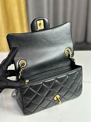 Chanel Mini Flap Bag Shiny Lambskin Imitation Pearls & Gold Tone Metal Black - 12×20×6cm - 6