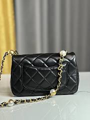 Chanel Mini Flap Bag Shiny Lambskin Imitation Pearls & Gold Tone Metal Black - 12×20×6cm - 5