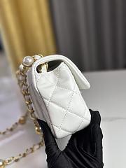 Chanel Mini Flap Bag Shiny Lambskin Imitation Pearls & Gold Tone Metal White - 12×20×6cm - 3