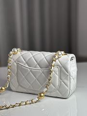 Chanel Mini Flap Bag Shiny Lambskin Imitation Pearls & Gold Tone Metal White - 12×20×6cm - 2