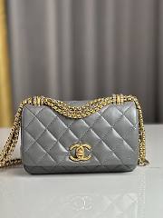 Chanel Mini Flap Bag Shiny Lambskin & Gold-Tone Metal Gray - 11.5×18×5.5cm - 1