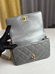 Chanel Mini Flap Bag Shiny Lambskin & Gold-Tone Metal Gray - 11.5×18×5.5cm - 6