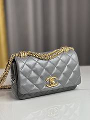 Chanel Mini Flap Bag Shiny Lambskin & Gold-Tone Metal Gray - 11.5×18×5.5cm - 5