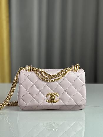 Chanel Mini Flap Bag Shiny Lambskin & Gold-Tone Metal Pink - 11.5×18×5.5cm