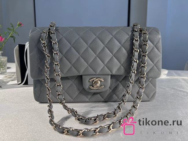 Chanel Classic Handbag Caviar Gray- 25cm - 1