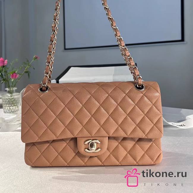 Chanel Classic Handbag Caviar Milk Tea Brown - 25cm - 1