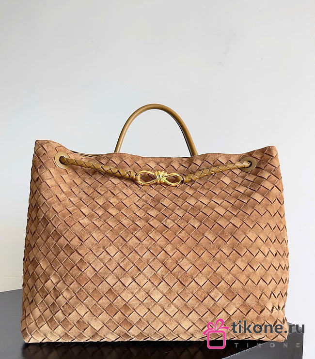 Bottega Veneta Large Andiamo Intrecciato Suede Cognac - 42x35x18cm - 1