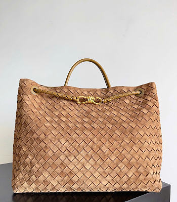 Bottega Veneta Large Andiamo Intrecciato Suede Cognac - 42x35x18cm