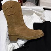 Chanel Ankle Boots Suede Brown Leather 14420 - 2