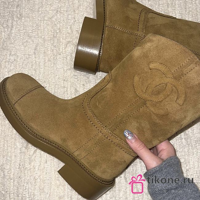 Chanel Ankle Boots Suede Brown Leather 14420 - 1