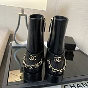 Chanel Ankle Boots Black Leather 14423	 - 5