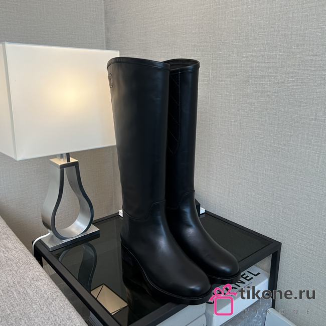 Chanel High Boots Black Leather 14425 - 1