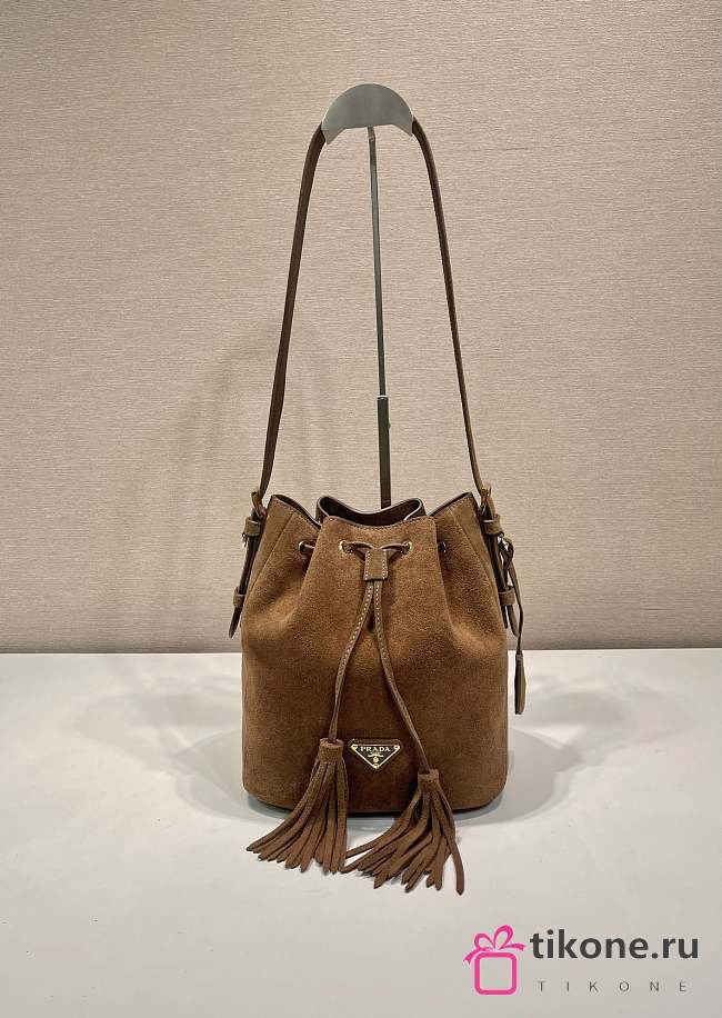 Prada Re-Edition 1978 Bucket Bag Suede Brown - 25x22x13cm - 1