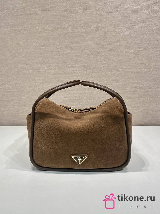 Prada Darling Suede Handbag Brown - 25x18x10.5cm - 1