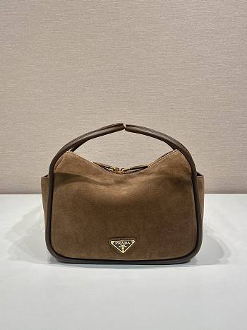 Prada Darling Suede Handbag Brown - 25x18x10.5cm