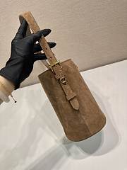 Prada Suede Mini Bucket Bag Brown Suede - 18x17x10.5cm - 3