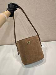 Prada Suede Mini Bucket Bag Brown Suede - 18x17x10.5cm - 4