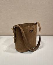 Prada Suede Mini Bucket Bag Brown Suede - 18x17x10.5cm - 2