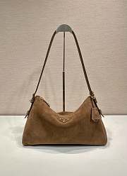 Prada Aimée Medium Suede Shoulder Bag Brown - 31x18x10cm - 1