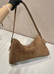 Prada Aimée Medium Suede Shoulder Bag Brown - 31x18x10cm - 3