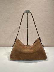 Prada Aimée Medium Suede Shoulder Bag Brown - 31x18x10cm - 5