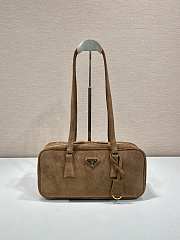 Prada Saffiano Lux Bauletto Bag Suede Brown - 30x14x8.5cm - 1