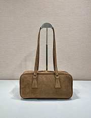 Prada Saffiano Lux Bauletto Bag Suede Brown - 30x14x8.5cm - 2