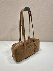 Prada Saffiano Lux Bauletto Bag Suede Brown - 30x14x8.5cm - 5