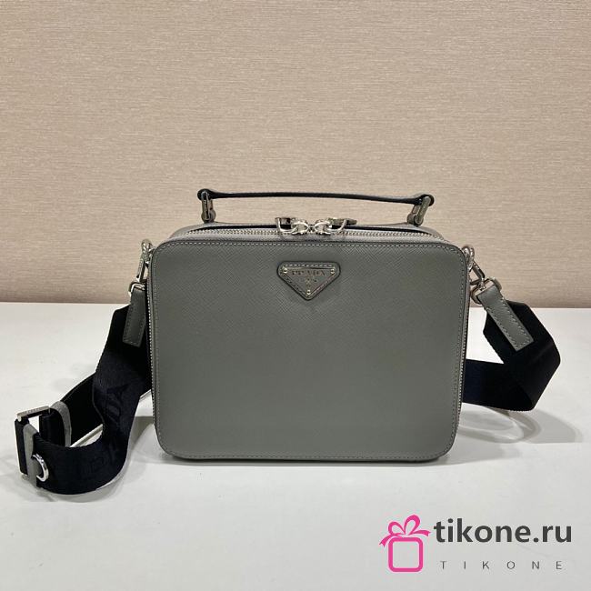 Medium Prada Brique Saffiano Leather Bag Gray - 22x16x6cm - 1