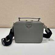 Medium Prada Brique Saffiano Leather Bag Gray - 22x16x6cm - 1