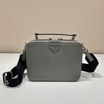 Medium Prada Brique Saffiano Leather Bag Gray - 22x16x6cm