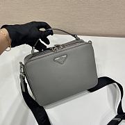 Medium Prada Brique Saffiano Leather Bag Gray - 22x16x6cm - 6