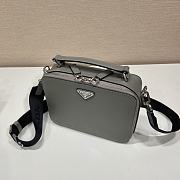 Medium Prada Brique Saffiano Leather Bag Gray - 22x16x6cm - 4