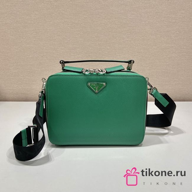 Medium Prada Brique Saffiano Leather Bag Green - 22x16x6cm - 1