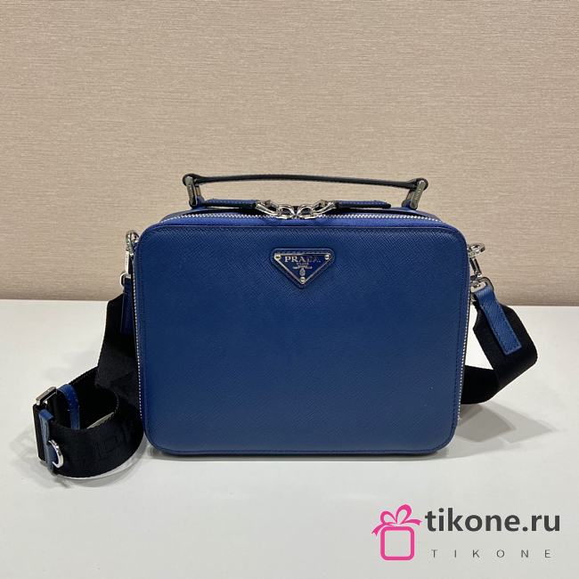 Medium Prada Brique Saffiano Leather Bag Blue - 22x16x6cm - 1