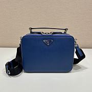 Medium Prada Brique Saffiano Leather Bag Blue - 22x16x6cm - 3