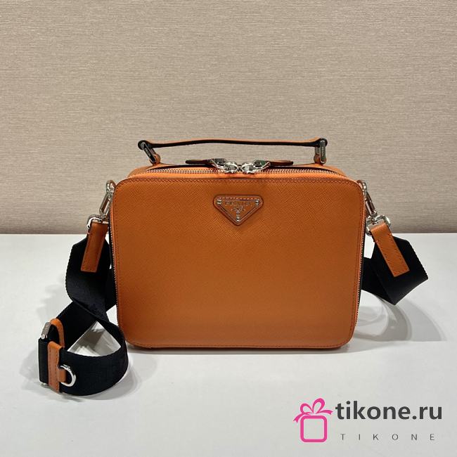 Medium Prada Brique Saffiano Leather Bag Orange - 22x16x6cm - 1