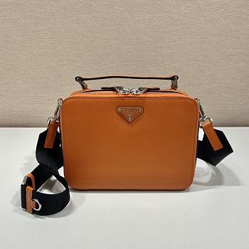 Medium Prada Brique Saffiano Leather Bag Orange - 22x16x6cm