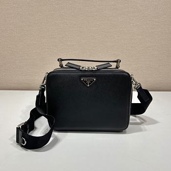 Medium Prada Brique Saffiano Leather Bag Black - 22x16x6cm