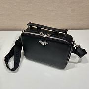 Medium Prada Brique Saffiano Leather Bag Black - 22x16x6cm - 3