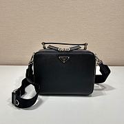 Medium Prada Brique Saffiano Leather Bag Black - 22x16x6cm - 2