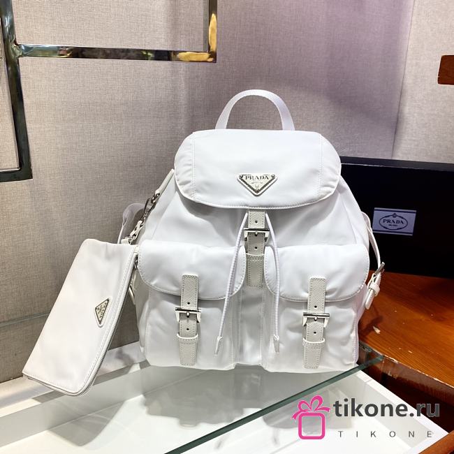 Prada Re-Nylon Medium Backpack With Pouch White - 30x32x15cm - 1